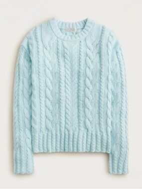 New! J. Crew Women's Light Blue Cable Knit Sweater midday skies